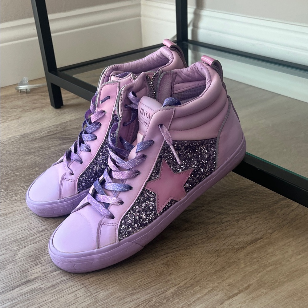 Vintage Havana Lavender High-Top Sneakers with Pink Star